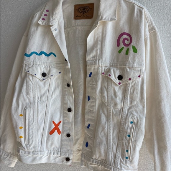 Vintage White Sun Face Denim Jacket - Picture 3 of 6